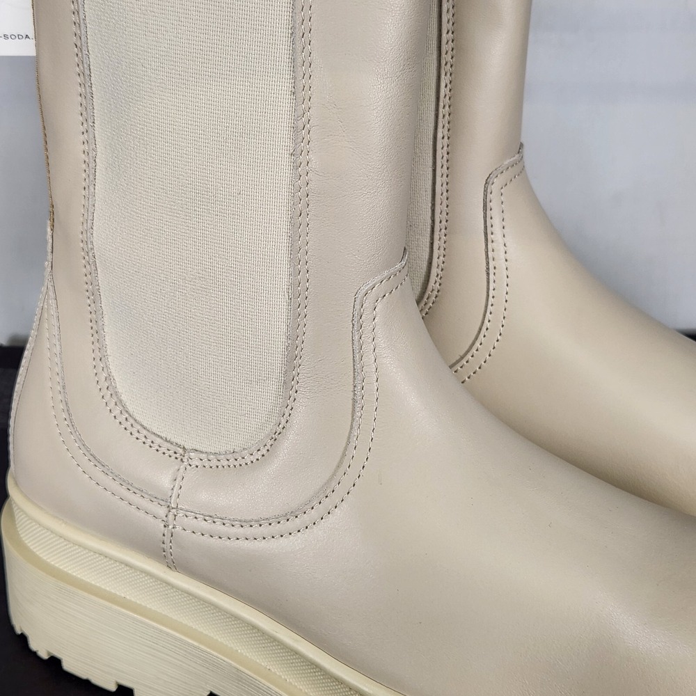Scotch & Soda Aubri Chelsea Boots Women Size 41 Cream Leather Lug Sole Platform - Picture 3 of 8